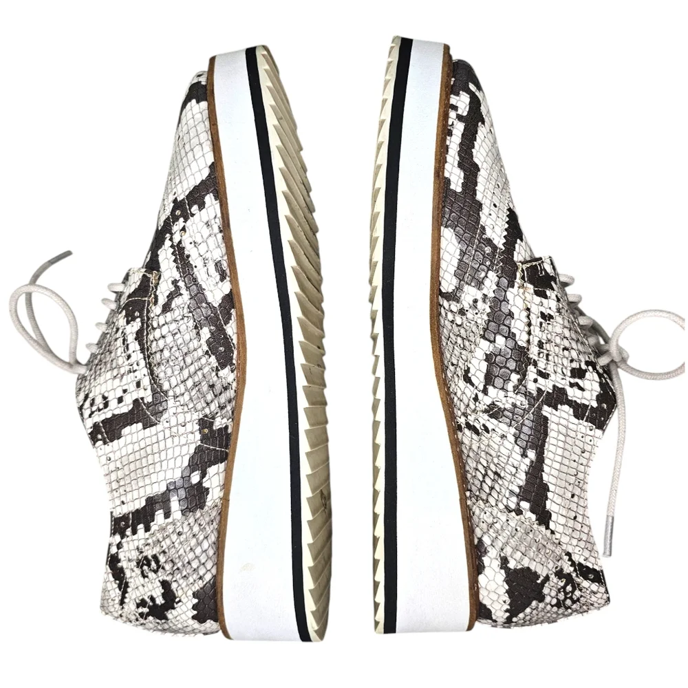 Shellys London Womens Snakeskin Loafers Platform Women's Size 6